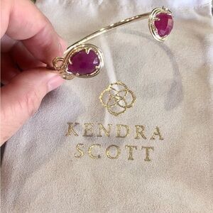 Vintage Kendra Scott gold Andy cuff bracelet in purple jade stones.